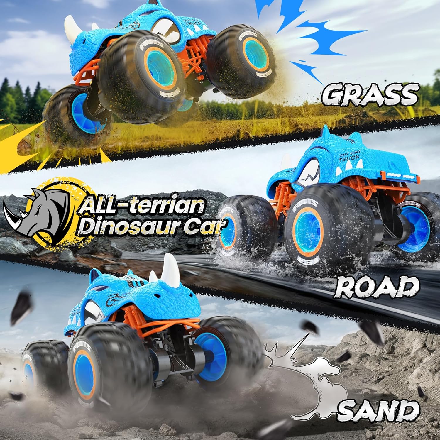 2.4G RC Car High Speed Stunt Monster Truck for Boys 1 16 Spray Water Mist 4WD RC Toys