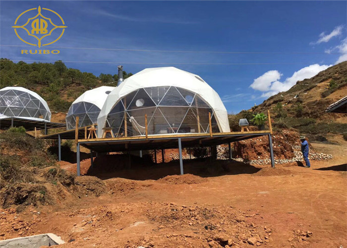 Polyester Fabric Geodesic Dome Tent UV Resistant Dome Camping Tents For Campground