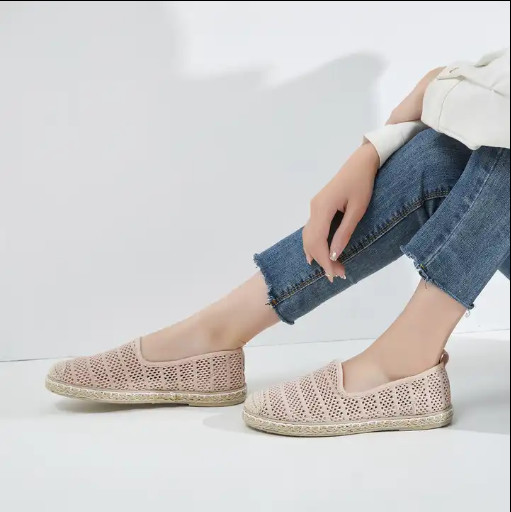 Solid Pattern Espadrilles Shoes With Canvas Upper Material And Cotton Lining