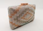 Rainbow Color Champagne Clutch Bag , Crystal & Satin Fabric Box Evening Bags