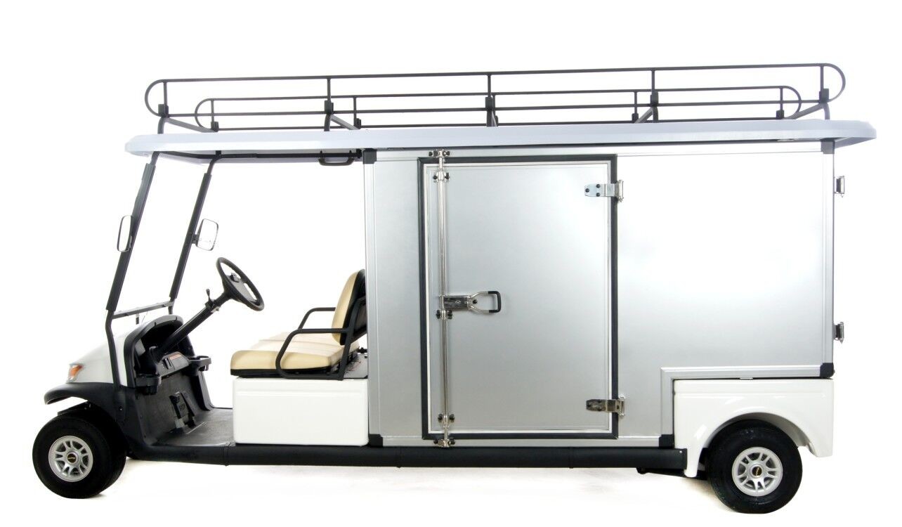 White Cool Golf Cart Utility Vehicle With Rack On Roof , 2 Passenger Capacity