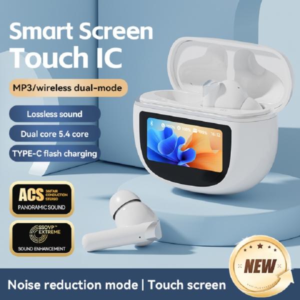 Wireless Earphones Bluetooth 5.4 Touch-Control ANC Earphone 500mAh Fast Charge TWS Black White Complexion