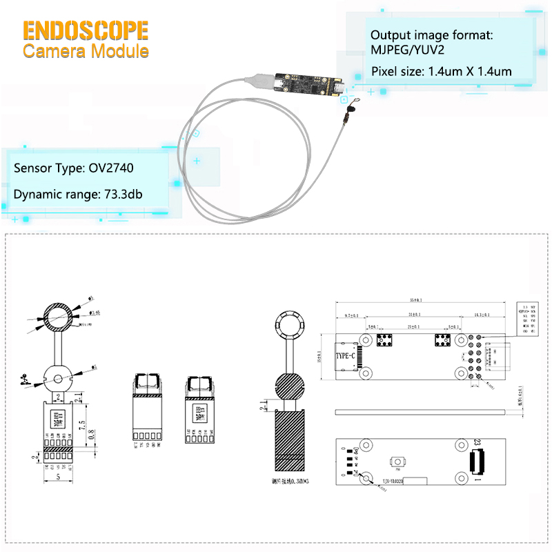 Mini Camera Ov2740 Sensor High Definition Medical Endoscope Camera Module