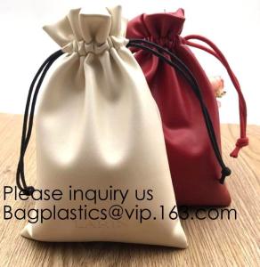China Soft Offwhite and Red PU Leather Bag For Packaging,Custom Pink Brown Faux Leather Drawstring Pouch Faux Leather Jewelry wholesale