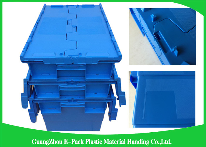 600 * 400 * 315mm Plastic Attached Lid Containers Stackable And Nestable PP Materials
