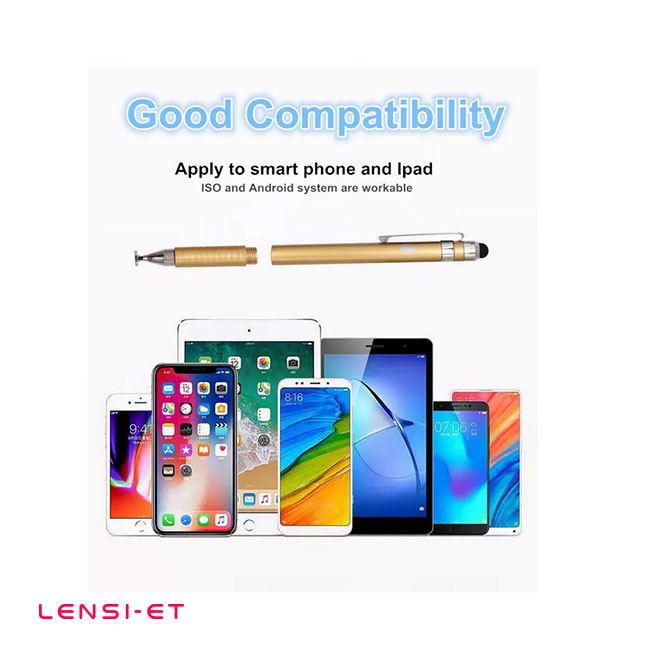 2 In 1 Passive Touch Pen Silver Black Pink White Tablet Phone Touching Pen