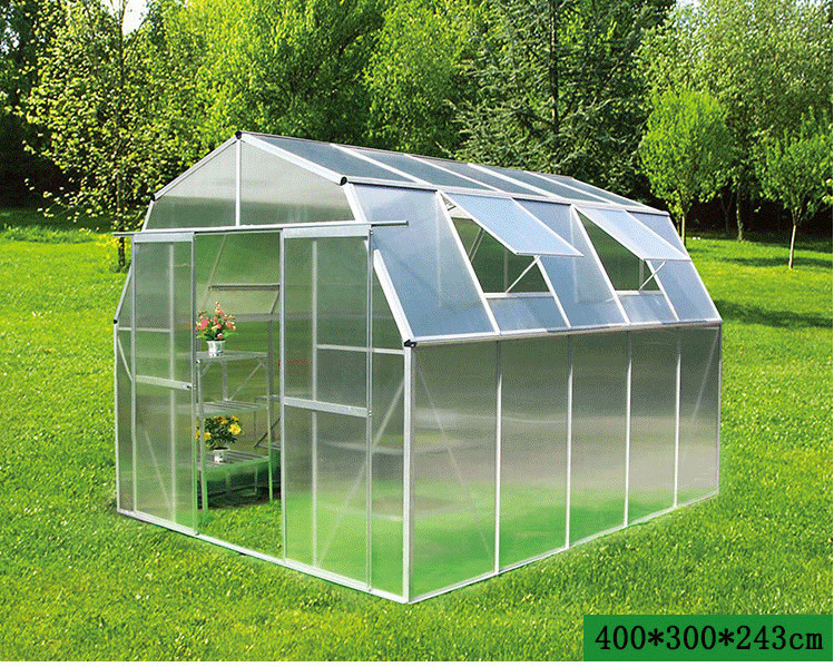 400x300x243CM Big Polycarbonate Board Greenhouse， Easily to install without special tools，Light and fast