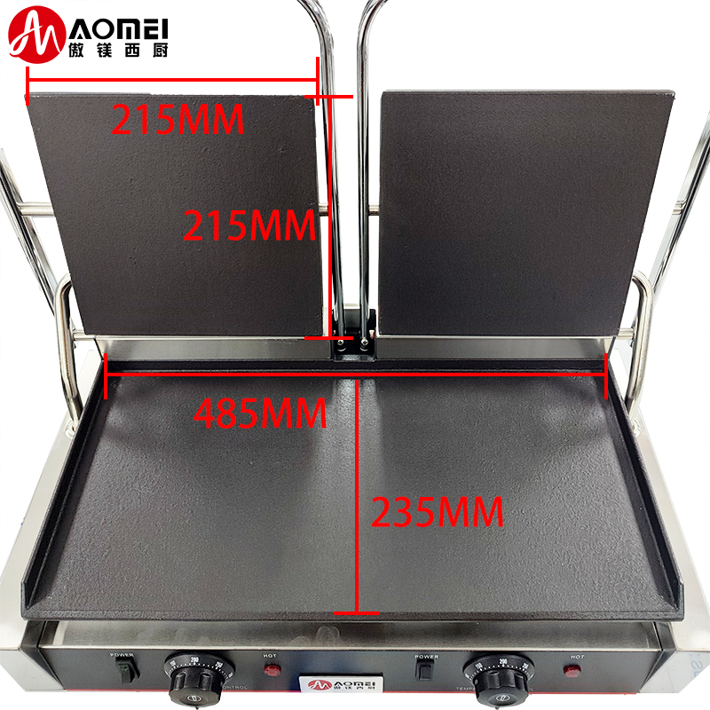 Stainless Steel Cast Iron Panini Contact Grill Maker for Restaurant Bakery Snack 220v