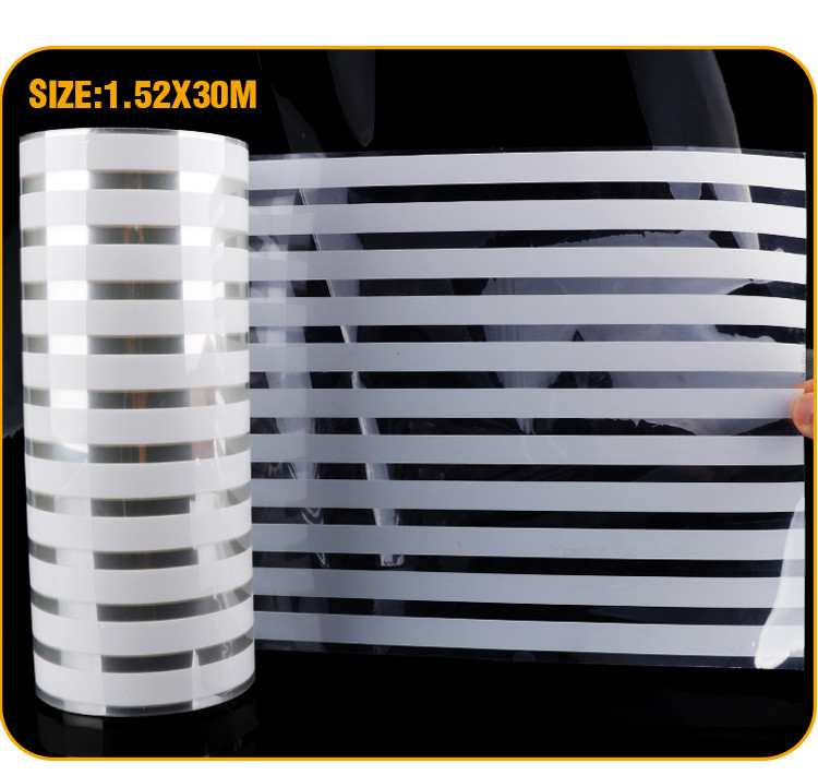 White Stripe Self-adhesive Decorative Film PET Membrane Foil For Glass Windows