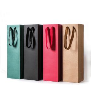 China Personalised Kraft Bags Printed Bottle Gift Carry Packaging Environmental Friendly wholesale