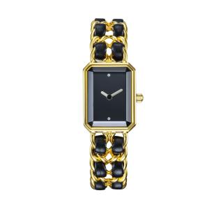 China High End Women Quartz Brass Wrist Watch PVD Gold Square Water Resistant wholesale