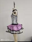Custom Show Dance Wear Lace 100% Polyester Silver And Purple Color