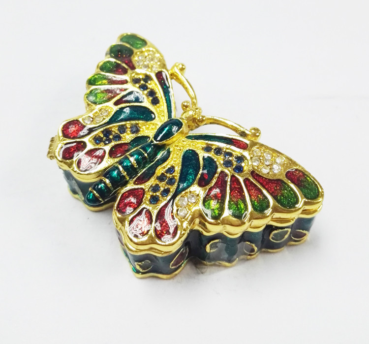 Alloy butterfly trinket box metal Small Jewelry Boxes