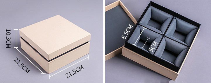 Custom Rigid Brown Kraft Paper Square Mug Bowl Storage Vase Packaging for Chinese Tea Cup Saucer Set