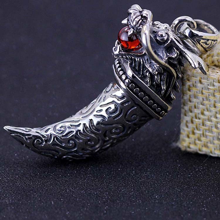 Retro Sterling Silver Necklace with Dragon Pendant for Mens Jewelry(XH051823W)