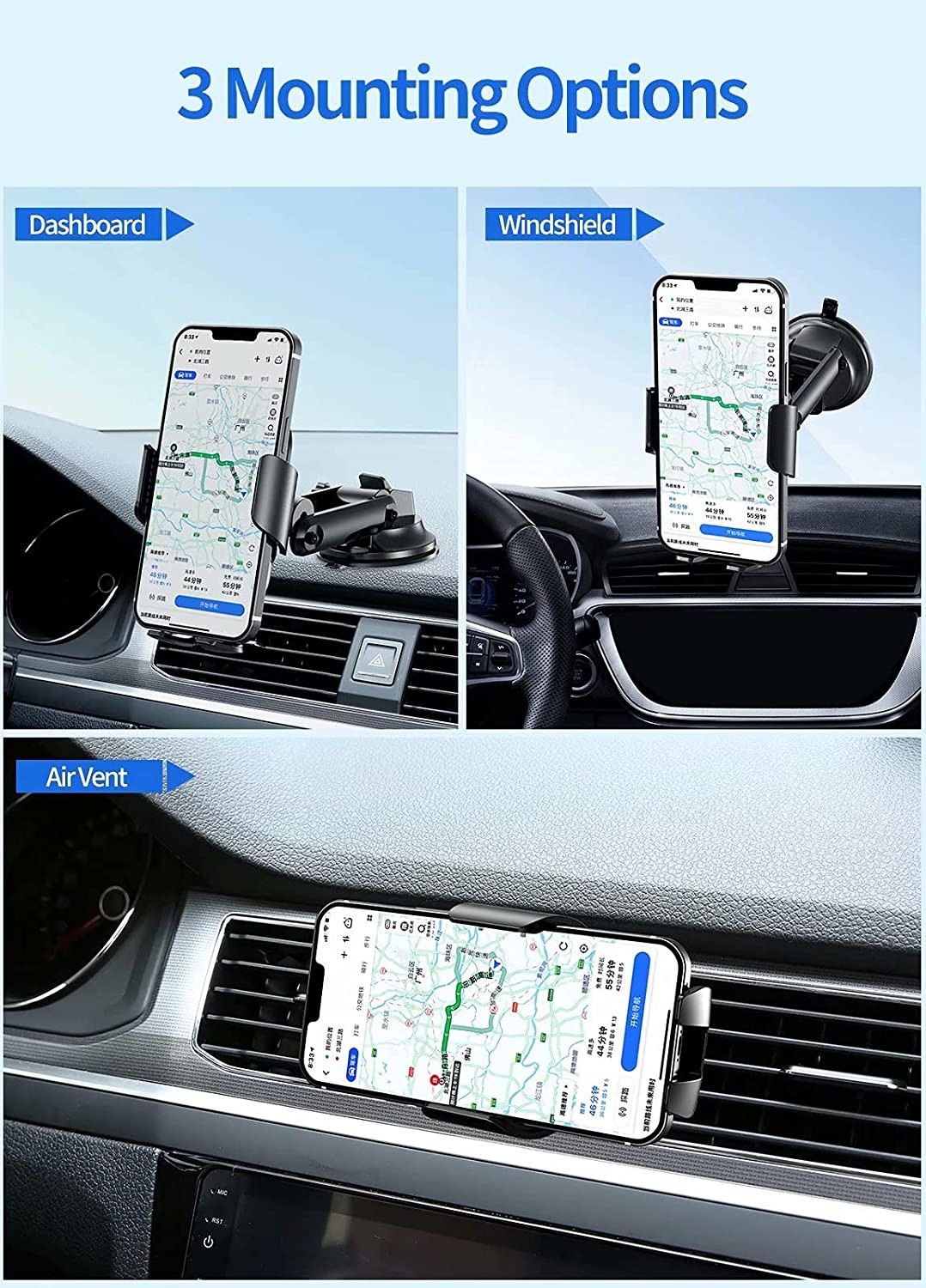 Leather Qi Wireless Car Charger 15W Air Vent Phone Holder Auto Clamping Mount