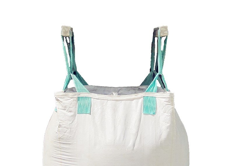 4 Loops White Bulk Grain Bags , Flat Bottom Full Open Top One Ton Tote Bags
