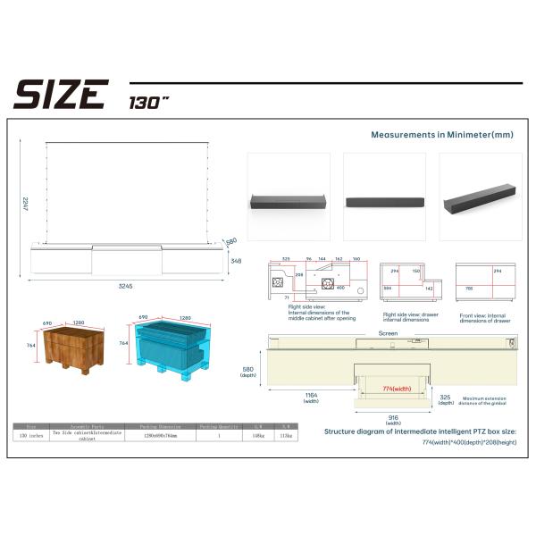 Marble Motorized Laser TV Cabinet for Projection Living Room Entertainment Luxury