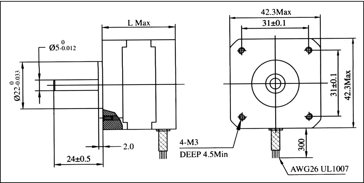 Nema 17 CNC Dual Shaft Stepper Motor 78 Oz-In 48mm 1.8A 17HS8401B