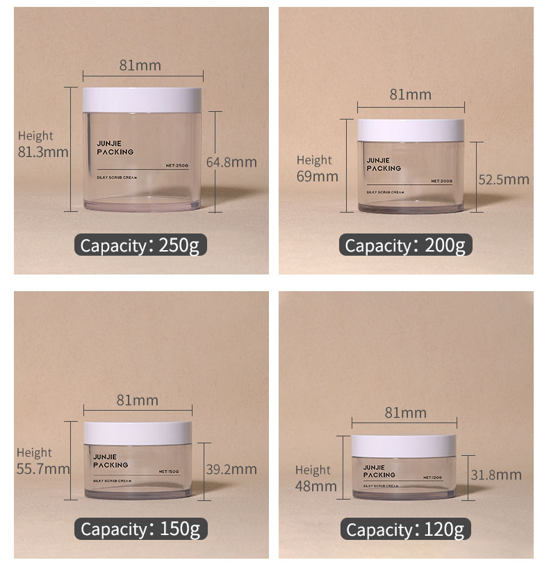 150g 200g PET Cosmetic Jars / Empty Skin Care Containers Cosmetic for Body Cream Body Scrub
