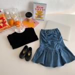 Elastic Spring Cute Jean Children'S Beauty Skirts Mid Length
