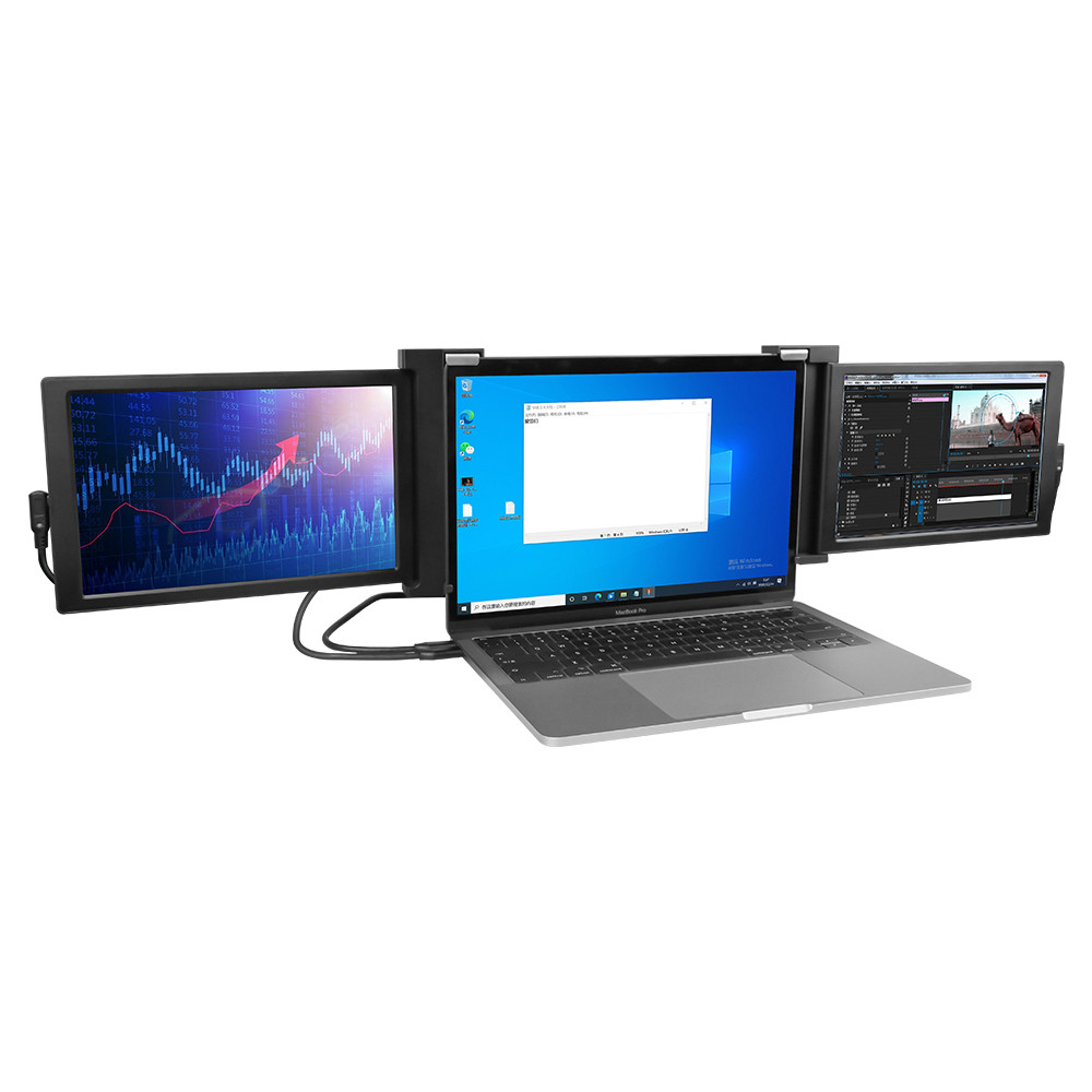 9mm Thickness 10.1in Portable Tri Screen Monitor FCC