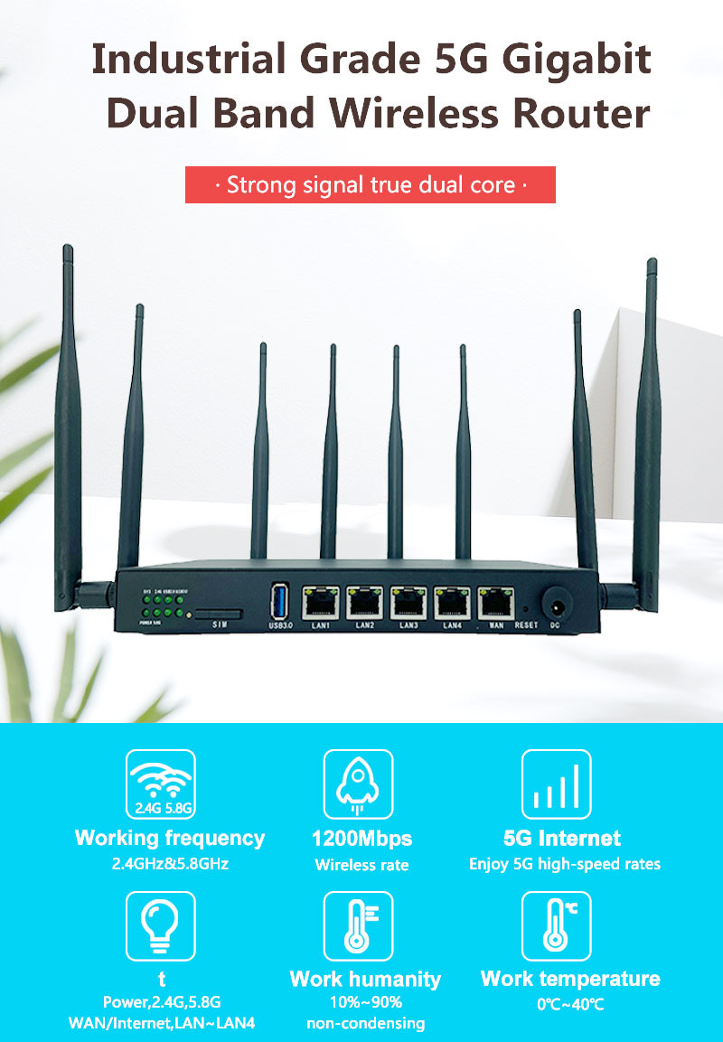 WS1208 1200Mbps 4G 5G Routers 5g Wireless Router With Black Metal Shell