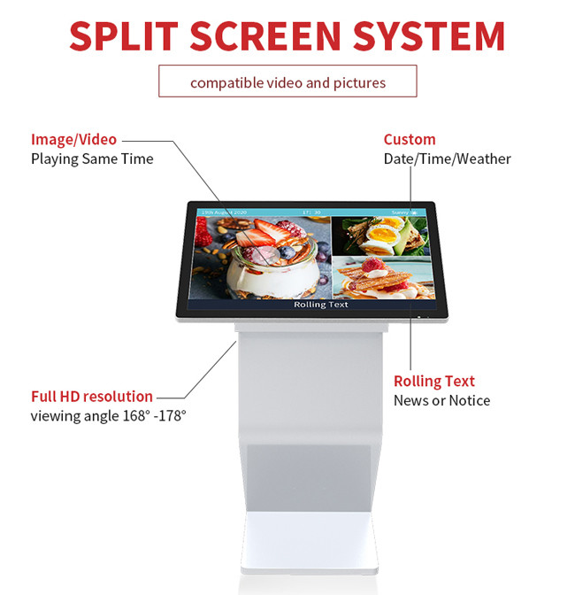 Smart Horizontal Touch Screen Kiosk 55 Inch Museum Information Kiosk