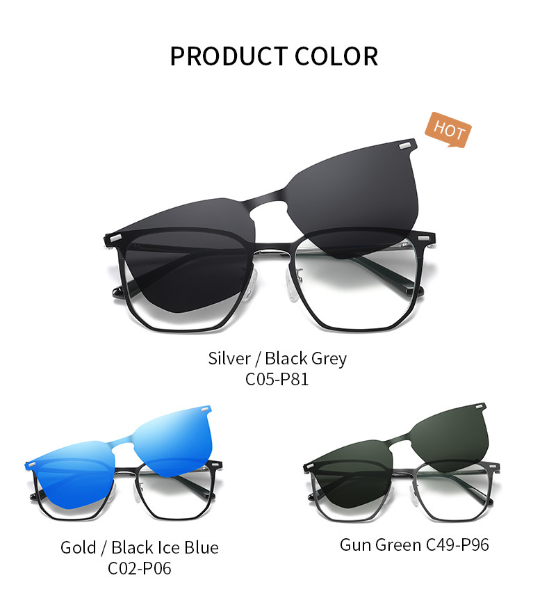 Polarized Magnetic Clip On Sunglasses Reading Glasses Unisex Metal Frame