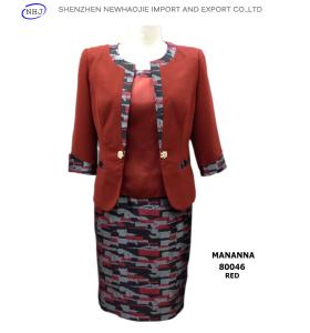 China MANANNA New Three-Piece Ladies Skirt Suit red/black wholesale