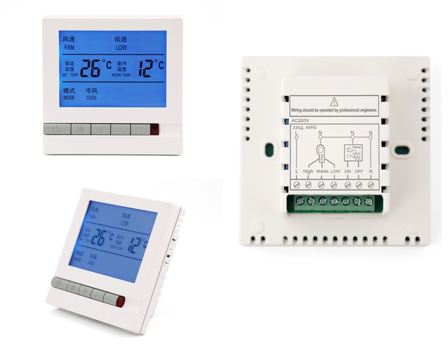 3 Wind Speeds 230VAC Fan Coil Thermostat Unit Controller Non - Programmable