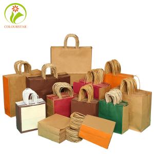 China Pantone 157g Kraft Paper Shopping Bag ISO9001 Brown Kraft Paper Bags wholesale