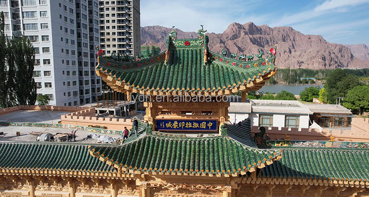 Glazed Tiles for Traditional Design of Green Color Roof in Chinese Temple in Philippines