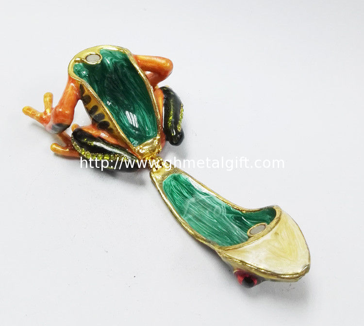 Frog diamond decoration trinket jewelry box petwer metal jewelry box for jewelry