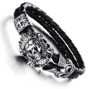 China Tagor Stainless Steel Jewelry Super Fashion Silicone Leather Bracelet Bangle TYSR143 wholesale