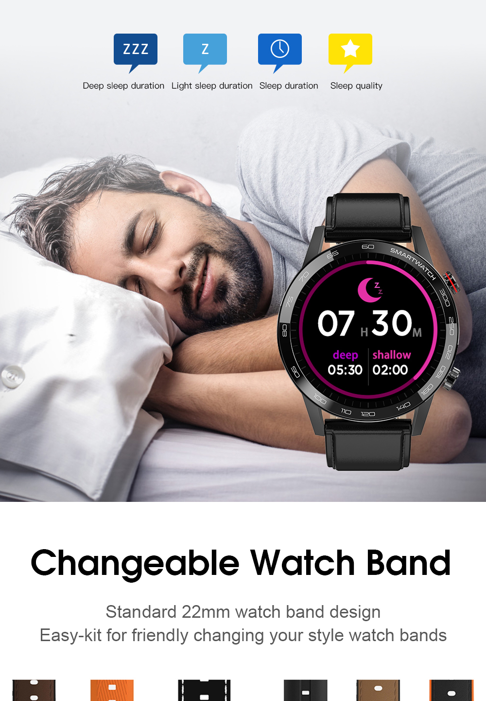 L26 Smartwatch 370mAh Lithium Battery ECG Waterproof Sports apply To Huawei
