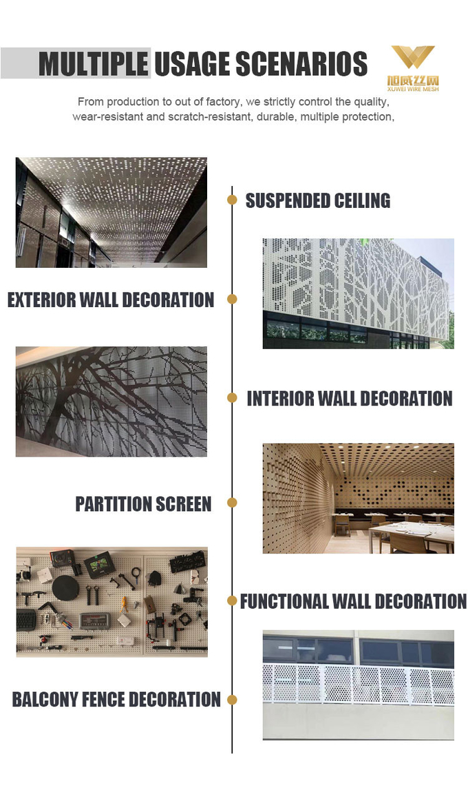 Metal Exterior Facade Fireproof Ss 304 Perforated Sheet Decorative Wall