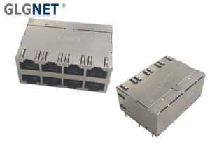 China 4 Channels Non POE Stacked Magnetic RJ45 Connector wholesale