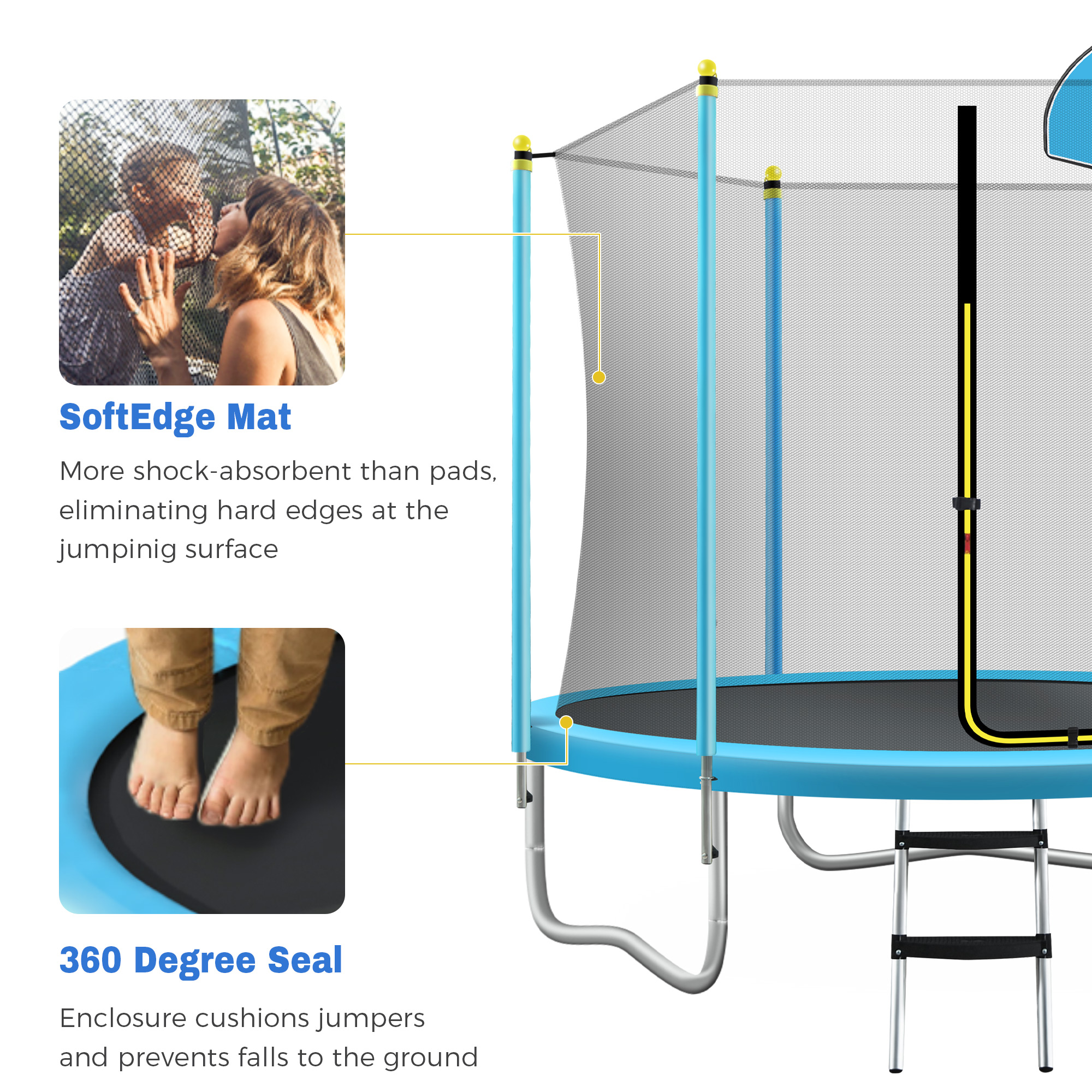 Outdoor Trampoline Park with Stainless Steel Frame and 800 lbs Max. Weight Capacity
