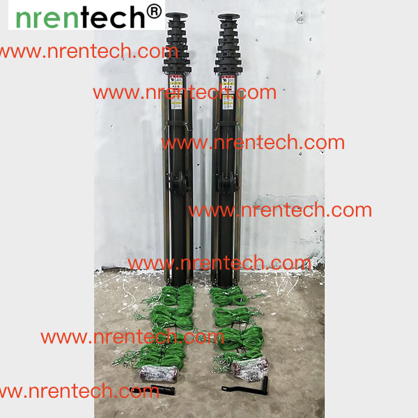 10m aluminum telescoping mast/manual crank winch telescopic mast/ push telescoping mast