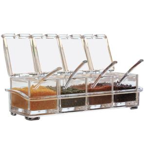 China Kitchen 4 Pieces Clear Acrylic Spice Box For Seasoning Condiment Storage wholesale