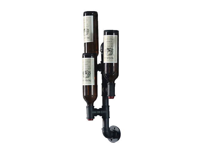 Industrial Pipe 4 Bottle Wine Rack Wine Holder For Kitchen / Home Bar