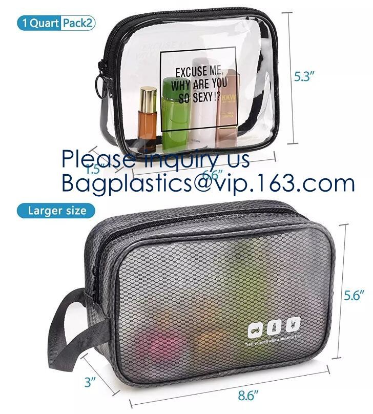 Small Clear PVC Waterproof Bag with Zipper Closure, Mini Portable Transparent Plastic Organizer Pouch for Cosmetic, Make