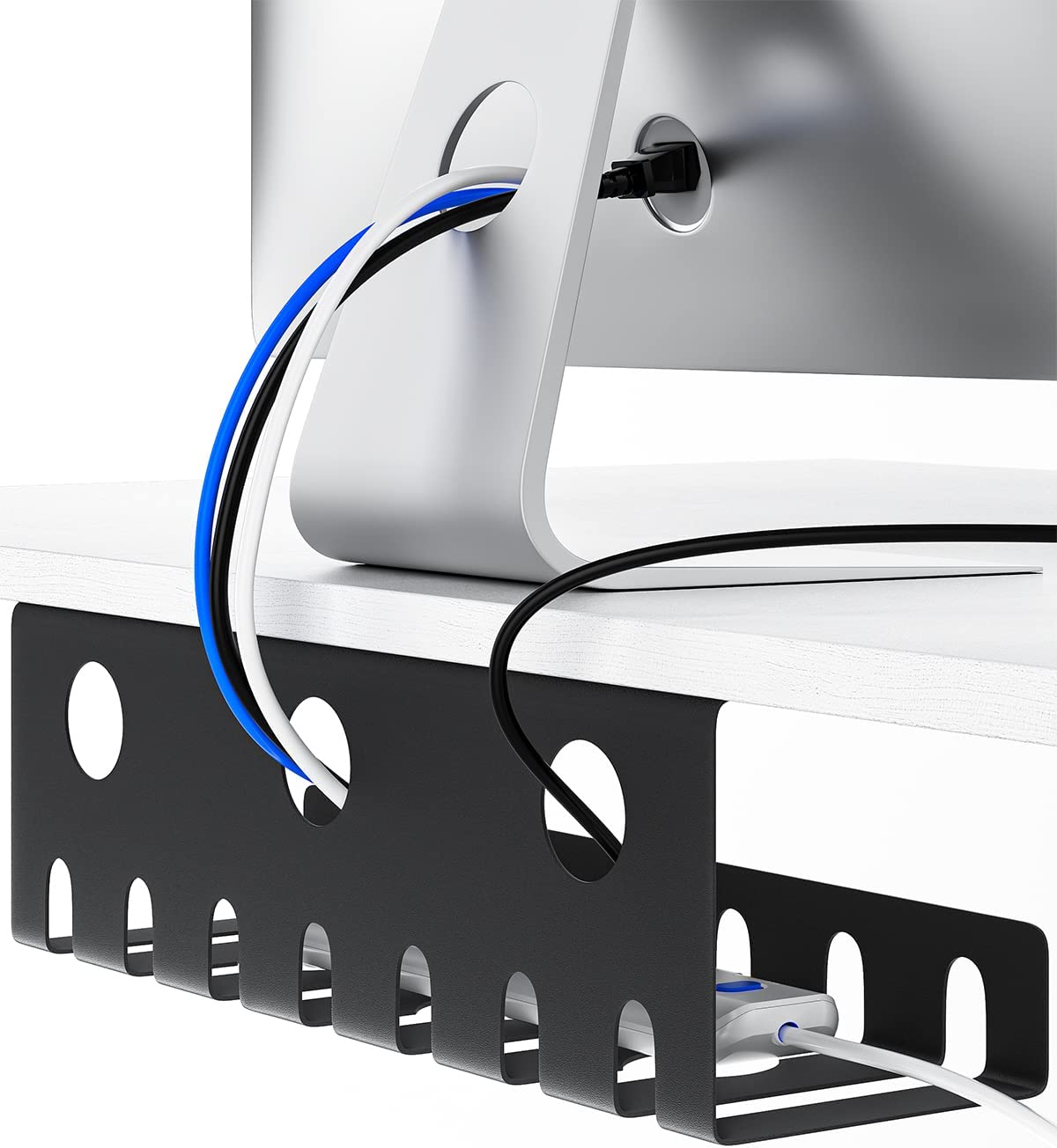 Desk Cable Basket Without Drilling Under Table Cord Holder for Neat Wire Organization