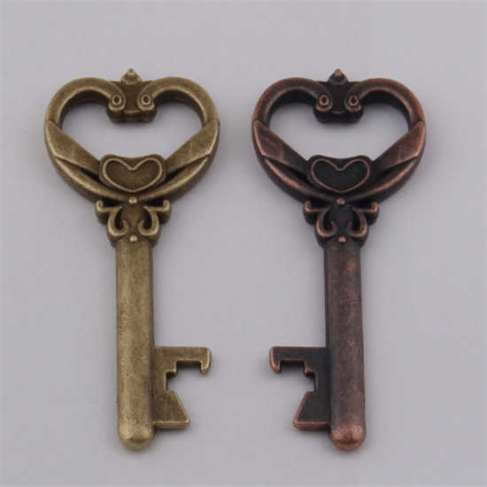 Die Casting Innovative Wedding Favor Pattern Antique Key Shape Beer Bottle Opener Keychain, Cheap Promotion Gift