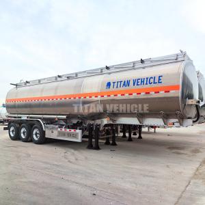 China TITAN Large Capacity Aluminum Oil Diesel Fuel Tanker Trailer 3 Axle 4 Compartments for Sale wholesale