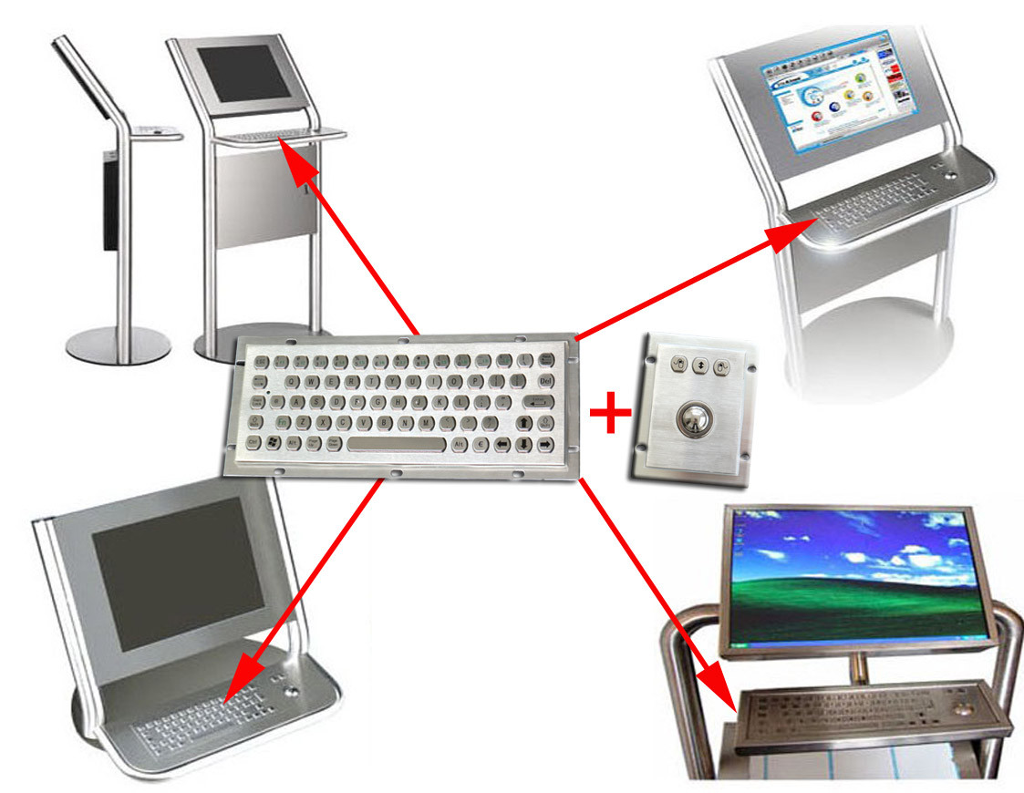 IP65 Vandal - Proof Industrial Metal Keyboard For Internet Kiosk , SS Keyboard