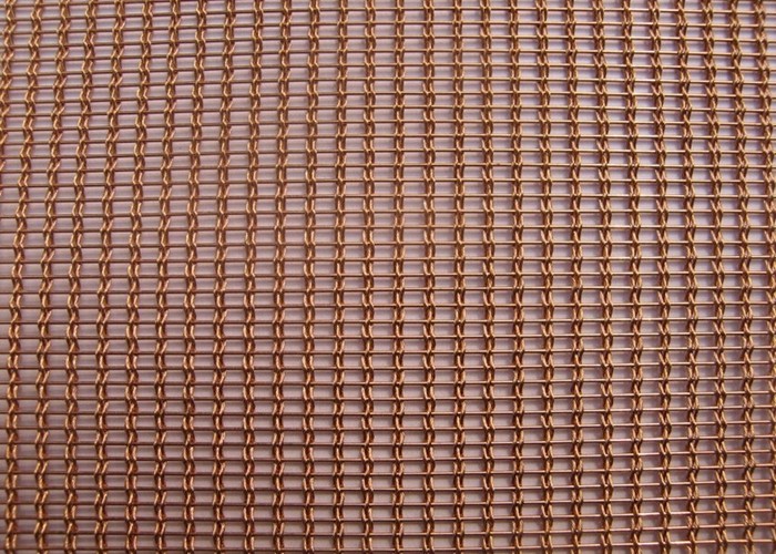 Copper / Brass Crimped Wire Mesh Square Opening Acid Resistant For Cabinets