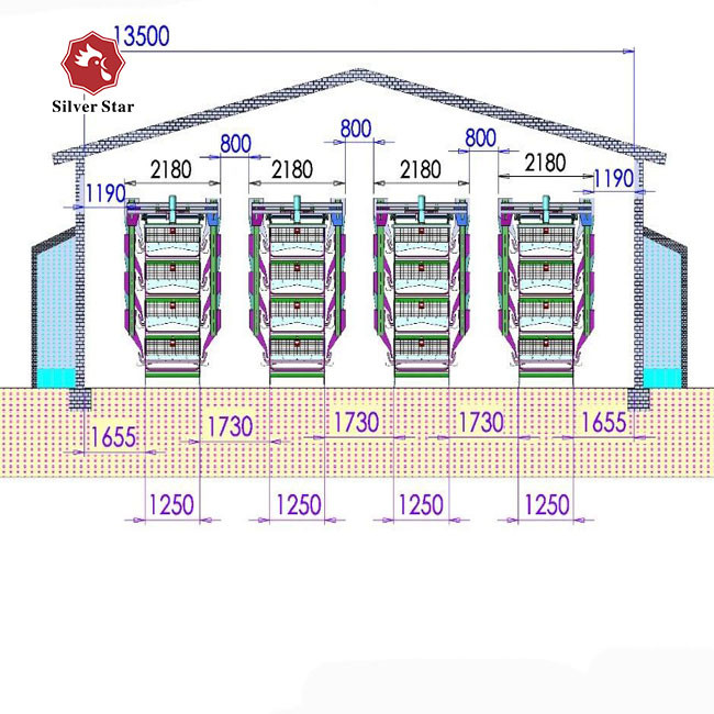 85*62.5*50 Cm Size Broiler Chicken Cage H Type
