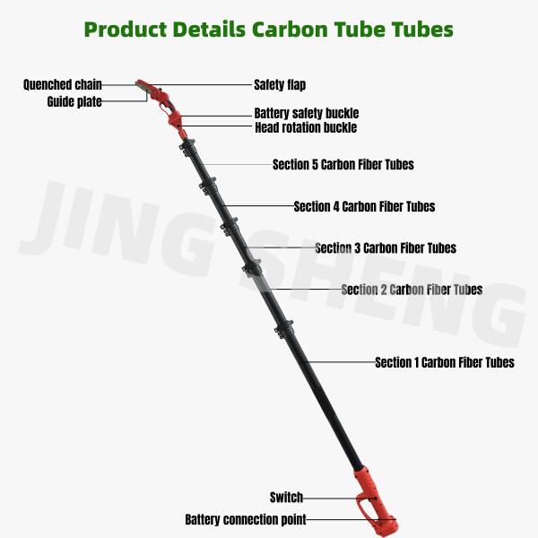 22ft Carbon Fiber Telescopic Electric Pole Chain Saw for Commercial Landscaping Battery Powered 2-Year Warranty